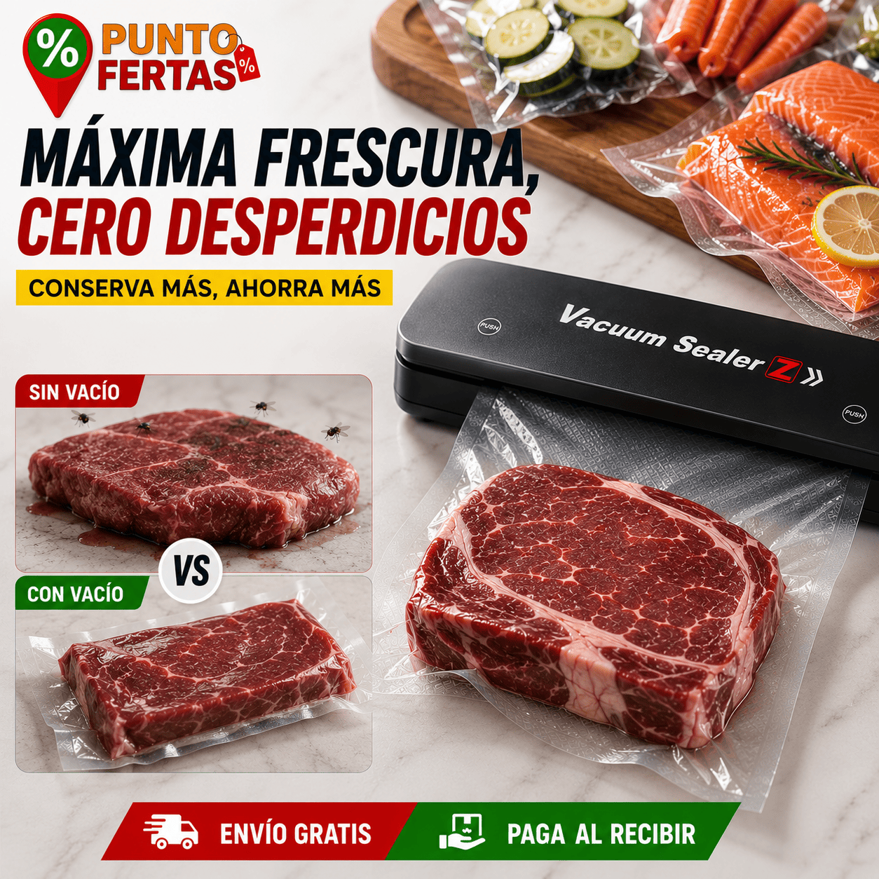 Selladora al vacio +100 bolsas | Más Frescura, Más Orden, Más Ahorro